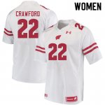 Women's Wisconsin Badgers NCAA #22 Loyal Crawford White Authentic Under Armour Stitched College Football Jersey PC31J02DJ
